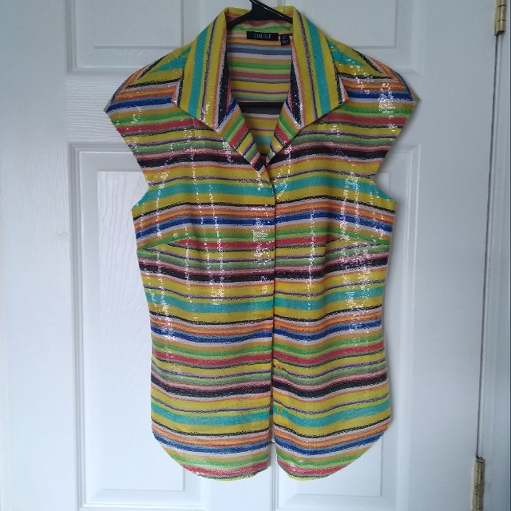 Carlisle multi striped sequined blouse